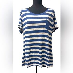 Natural Reflections Blue & Gray Striped Top with pocket - XL